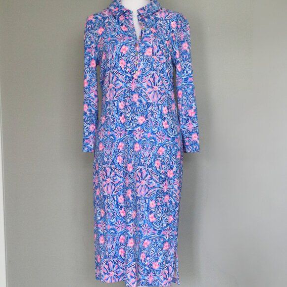 Lilly Pulitzer Dresses & Skirts - Lilly Pulitzer Floral Collared Button-Up Long Sleeve Dress